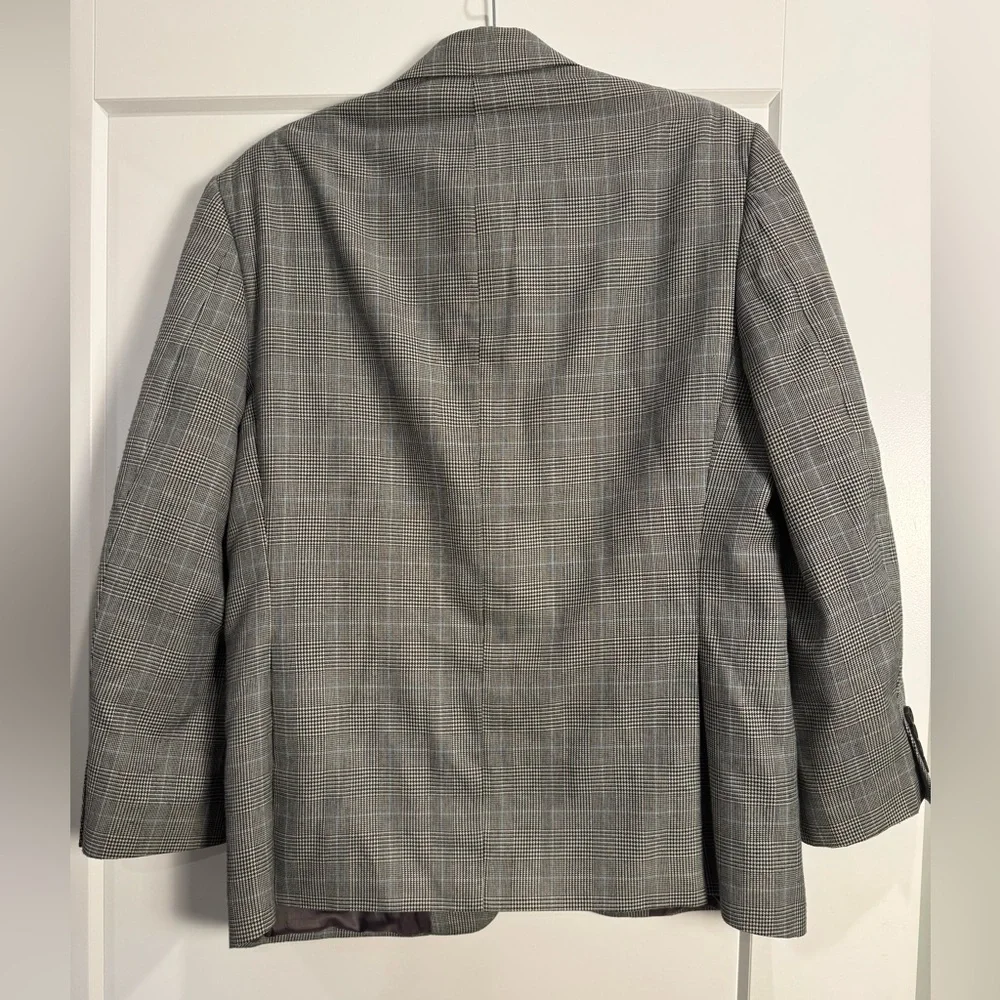 RALPH LAUREN HOUDSTOOTH PLAID SPORT COAT JACKET black blue 40S